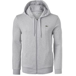 Lacoste heren hoodie sweatvest, met rits, lichtgrijs vest -  Maat: XL