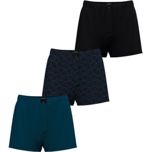 Bjorn Borg Cotton Stretch Jersey boxershorts, heren boxers wijd normale lengte (3-pack), zwart, print, blauw