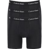Calvin Klein Cotton Stretch boxer brief (3-pack), heren boxers extra lang, zwart met zwarte tailleband - Maat: S