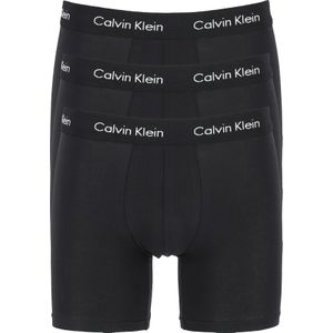 Calvin Klein Cotton Stretch boxer brief (3-pack), heren boxers extra lang, zwart met zwarte tailleband -  Maat: L