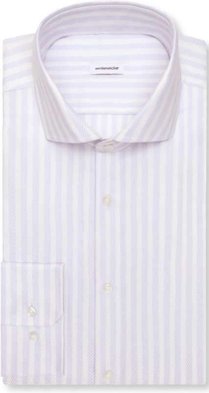 Seidensticker - Businessoverhemd - Blauw - Regular 1/1 Kent Kraag Gestreept