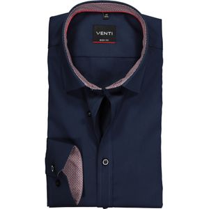 VENTI - Body Fit Overhemd - Donkerblauw - Strijkvriendelijk - Kraagmaat 40