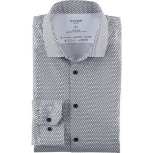 OLYMP 24/7 No. 6 Six super slim fit overhemd, popeline, wit dessin