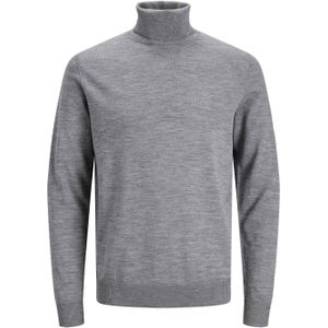 JACK & JONES Mark merino knit rollneck slim fit, heren trui wol met col, grijs melange