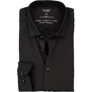 OLYMP Level 5 body fit overhemd 24/7, mouwlengte 7, zwart tricot 42