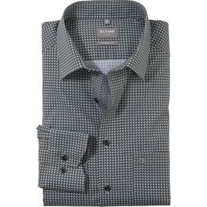 OLYMP Luxor comfort fit overhemd, popeline, olijfgroen dessin