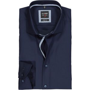 OLYMP Level 5 body fit overhemd, mouwlengte 7, nachtblauw twill (contrast)