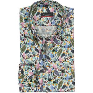 ETERNA modern fit overhemd, popeline, olijfgroen dessin 44