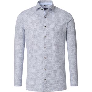 CASA MODA modern fit overhemd, popeline, lichtblauw met wit en groen dessin