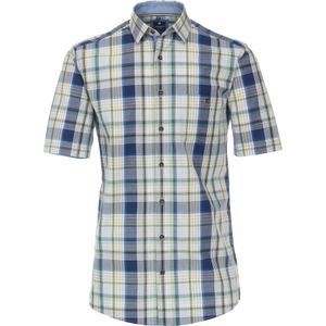3 voor 99 | Redmond regular fit overhemd, korte mouw, chambray, blauw geruit 49/50