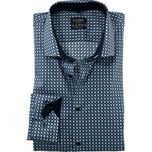 OLYMP No. 6 Six super slim fit overhemd, popeline, marineblauw dessin