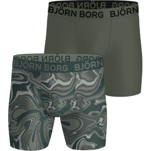 Bjorn Borg Sports Microfiber boxers, microfiber heren boxers lange pijpen (2-pack), groen, print