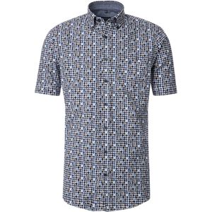 CASA MODA Sport comfort fit overhemd, korte mouw, popeline, blauw dessin