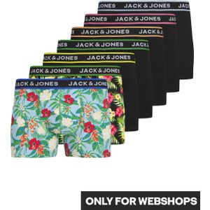 JACK & JONES Jacpink flowers trunks (7-pack), heren boxers normale lengte, zwart en lichtblauw -  Maat: XS