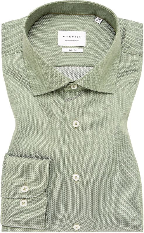 ETERNA - Slim Fit - Overhemd - Groen - Structuurweving