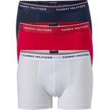 Tommy Hilfiger trunks (3-pack), heren boxers normale lengte, rood, wit en blauw -  Maat: XXL