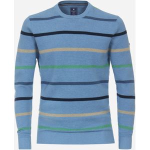 Redmond heren trui katoen, O-hals, blauw dessin (middeldik)