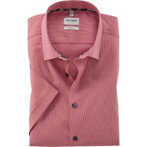 OLYMP Level 5 body fit overhemd, korte mouw, structuur, rood dessin
