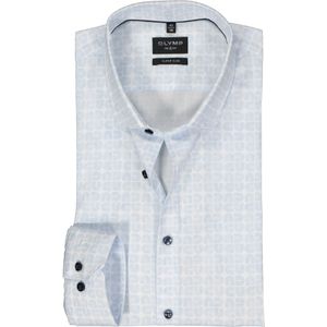 OLYMP No. 6 Six super slim fit overhemd, mouwlengte 7, popeline, lichtblauw met wit dessin 39