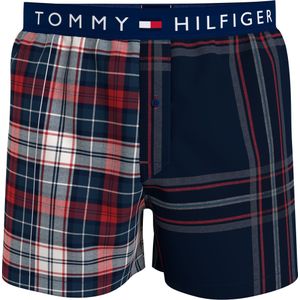 Tommy Hilfiger woven boxer (1-pack), heren boxers wijd katoen, blauw, rood en wit geruit -  Maat: XL