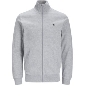 JACK & JONES Paulos sweat zip regular fit, heren sweatshirt katoenmengsel met opstaande boord, lichtgrijs melange