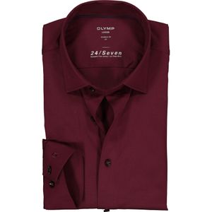 OLYMP Luxor 24/Seven modern fit overhemd, bordeaux rood tricot 44