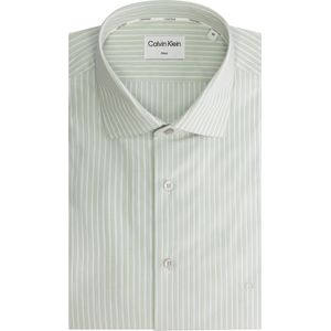 Calvin Klein modern fit overhemd, Thermo Tech Stripe Fitted Shirt, groen gestreept 40