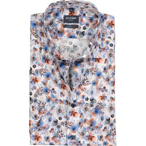 OLYMP modern fit overhemd, korte mouw, popeline, kleurig bloemen dessin 41