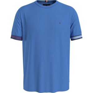 Tommy Hilfiger Flag Cuff Tee, heren T-shirt korte mouw O-hals, middenblauw -  Maat: XL