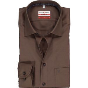 MARVELIS modern fit overhemd, bruin structuur (contrast) 44