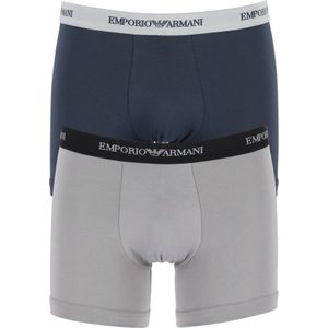 Emporio Armani Boxers Essential Core (2-pack), heren boxers normale lengte, blauw en grijs -  Maat: M