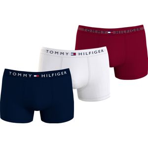 Tommy Hilfiger trunk (3-pack), heren boxers normale lengte, rood, wit, blauw -  Maat: M