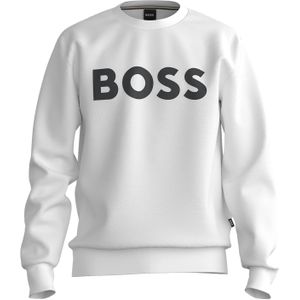 BOSS Soleri regular fit trui katoen, heren sweatshirt middeldik, wit -  Maat: S