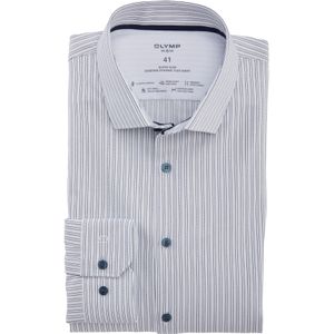 OLYMP 24/7 No. 6 Six super slim fit overhemd, Dynamic Flex, marineblauw gestreept