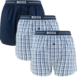 HUGO BOSS boxershorts woven (3-pack), heren boxers wijd model, donkerblauw -  Maat: M