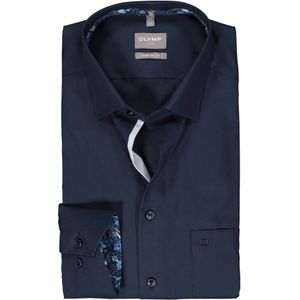 OLYMP comfort fit overhemd, mouwlengte 7, popeline, donkerblauw 43