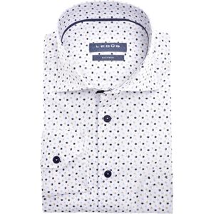 Ledub modern fit overhemd, wit met donkerblauw dessin 45