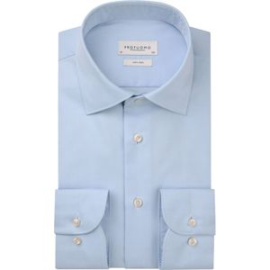 Profuomo - Two Ply Twill Overhemd - Blauw - Semi-Wide Collar