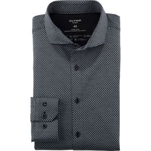 OLYMP No. 6 Six super slim fit overhemd, tricot, zwart dessin 39
