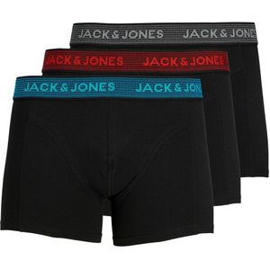 JACK & JONES Jacwaistband trunks (3-pack), heren boxers normale lengte, grijs, blauw en rood -  Maat: 3XL