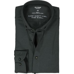 OLYMP 24/7 Level 5 body fit overhemd, herringbone, olijfgroen