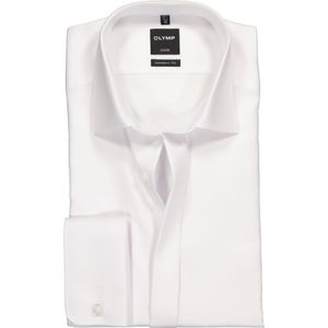 OLYMP Luxor modern fit overhemd, smoking overhemd, wit, structuur stof met Kent kraag 47
