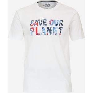 Redmond regular fit T-shirt, korte mouw O-hals, beige (met print)