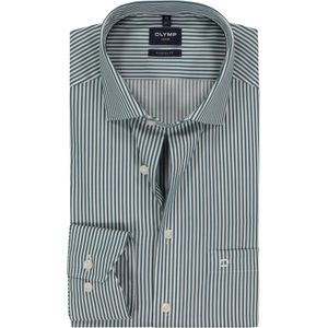 OLYMP - Luxor - Overhemd - Groen Gestreept - Strijkvrij - Boordmaat 38
