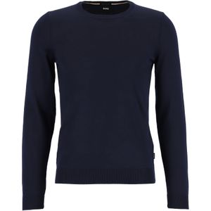 BOSS Leno heren trui wol, slim fit met O-hals, donkerblauw -  Maat: L