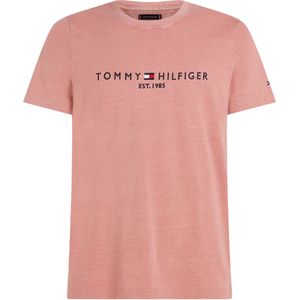 Tommy Hilfiger Garment Dye Tommy Logo Tee, heren T-shirt korte mouw O-hals, oudroze -  Maat: M