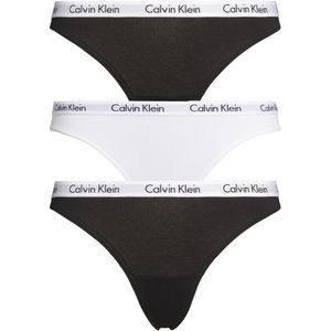 Calvin Klein dames strings (3-pack), zwart, wit, zwart -  Maat: M