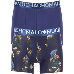 Muchachomalo heren boxershorts (2-pack), heren boxers bamboe normale lengte, Mythbird, print en blauw -  Maat: L