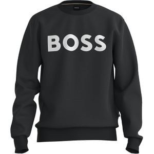 BOSS Soleri regular fit trui katoen, heren sweatshirt middeldik, zwart -  Maat: S