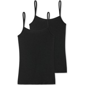 SCHIESSER Modal Essentials singlet (2-pack), dames spaghettitops zwart -  Maat: 42